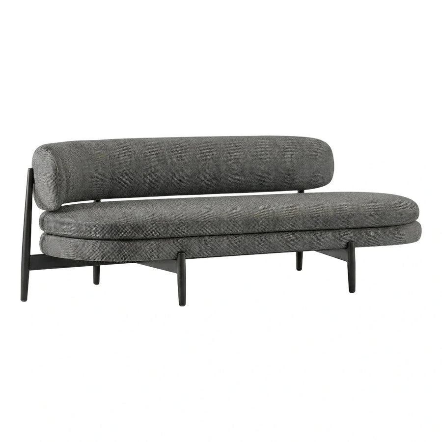 Modern Grey Fabric Curved Sofa With Dark Legs