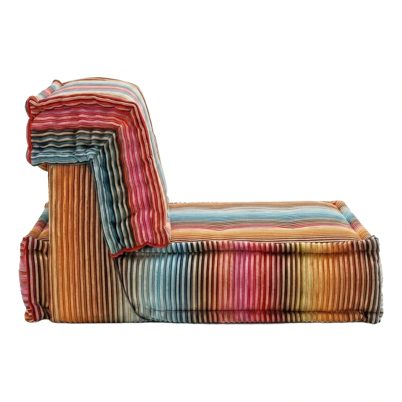Multi-Color Striped Ribbed Fabric Chaise Lounge