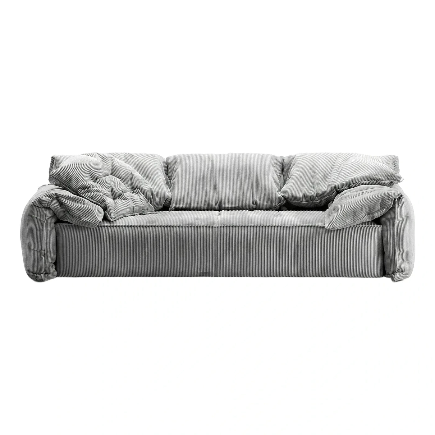 Grey Ribbed Fabric Low Profile Sofa