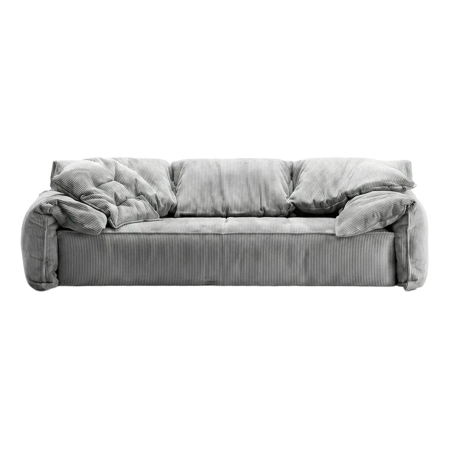 Grey Ribbed Fabric Low Profile Sofa