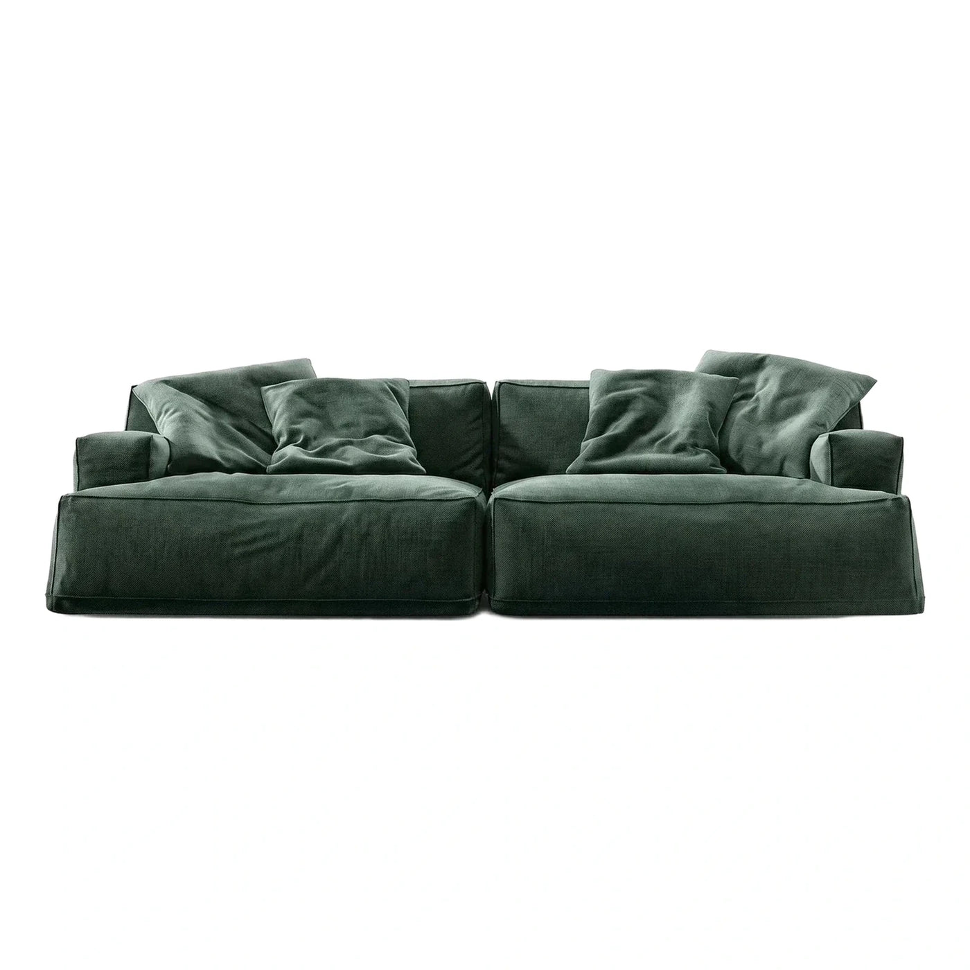 Deep Green Low Profile Modular Fabric Sofa