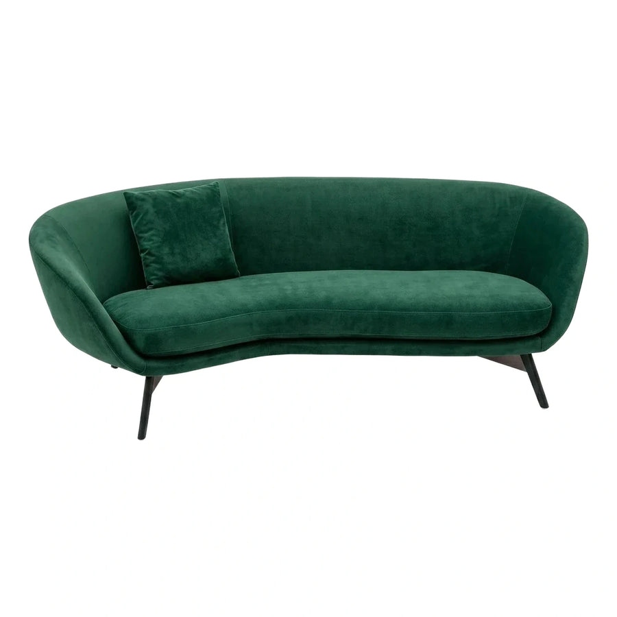Modern Emerald Green Curved Velvet Sofa
