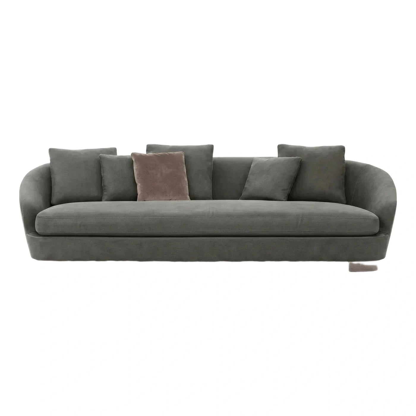 Modern Grey Curved Fabric Sofa with Wooden Legs