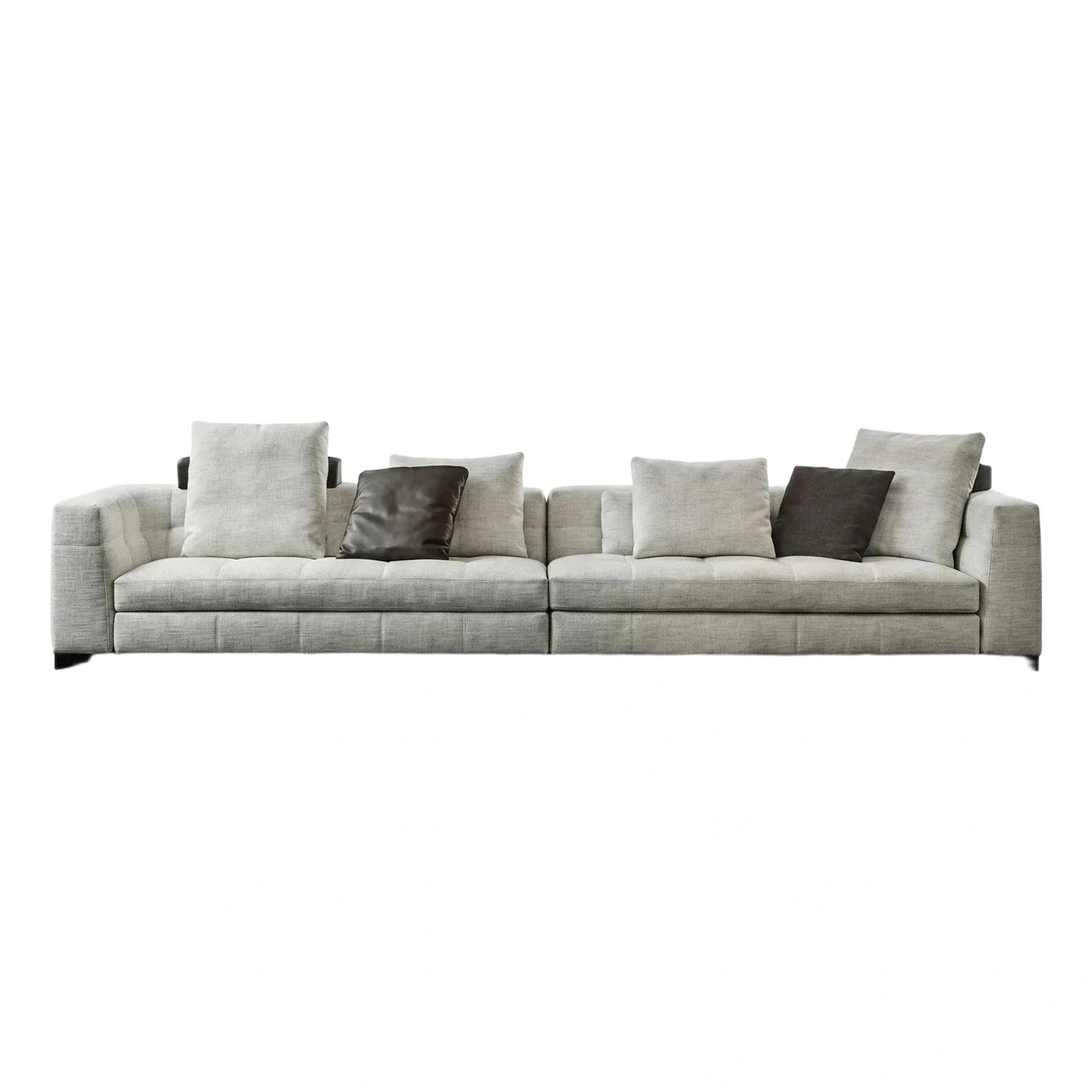 Modern Light Grey Tufted Fabric Sofa