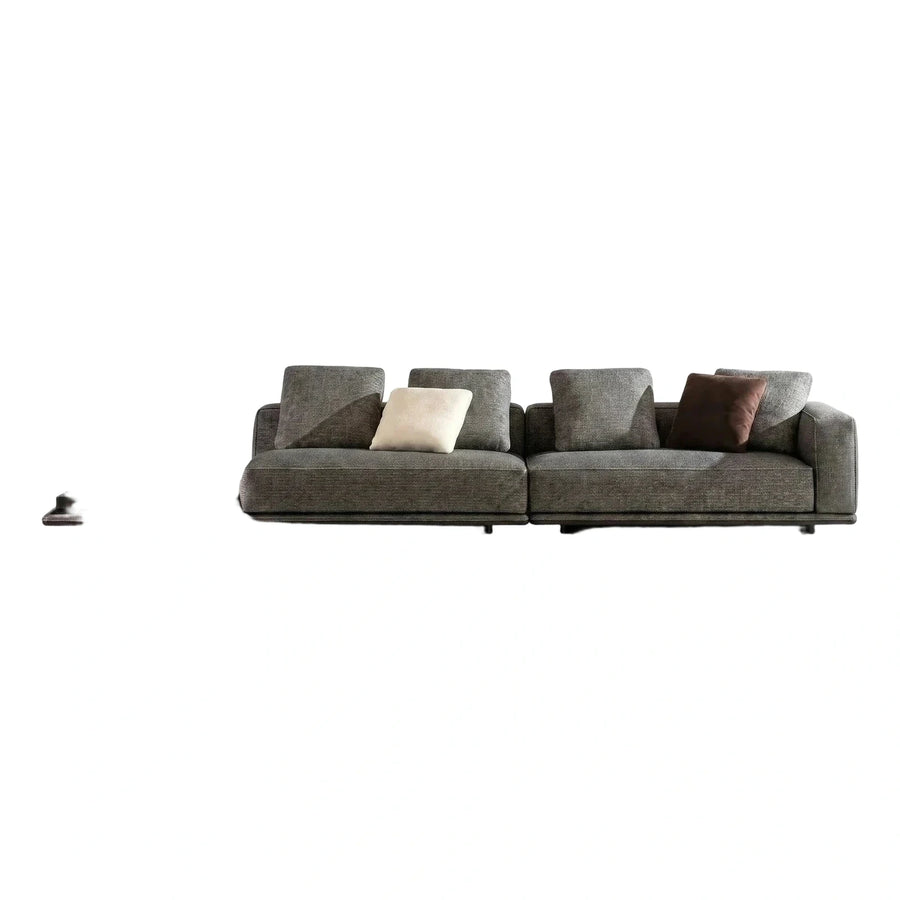 Modern Grey Fabric Sofa with Integrated Side Table