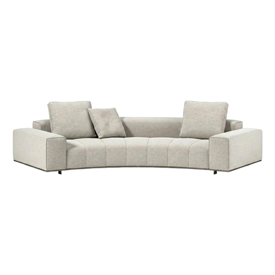 Modern Curved Cream Fabric Sofa