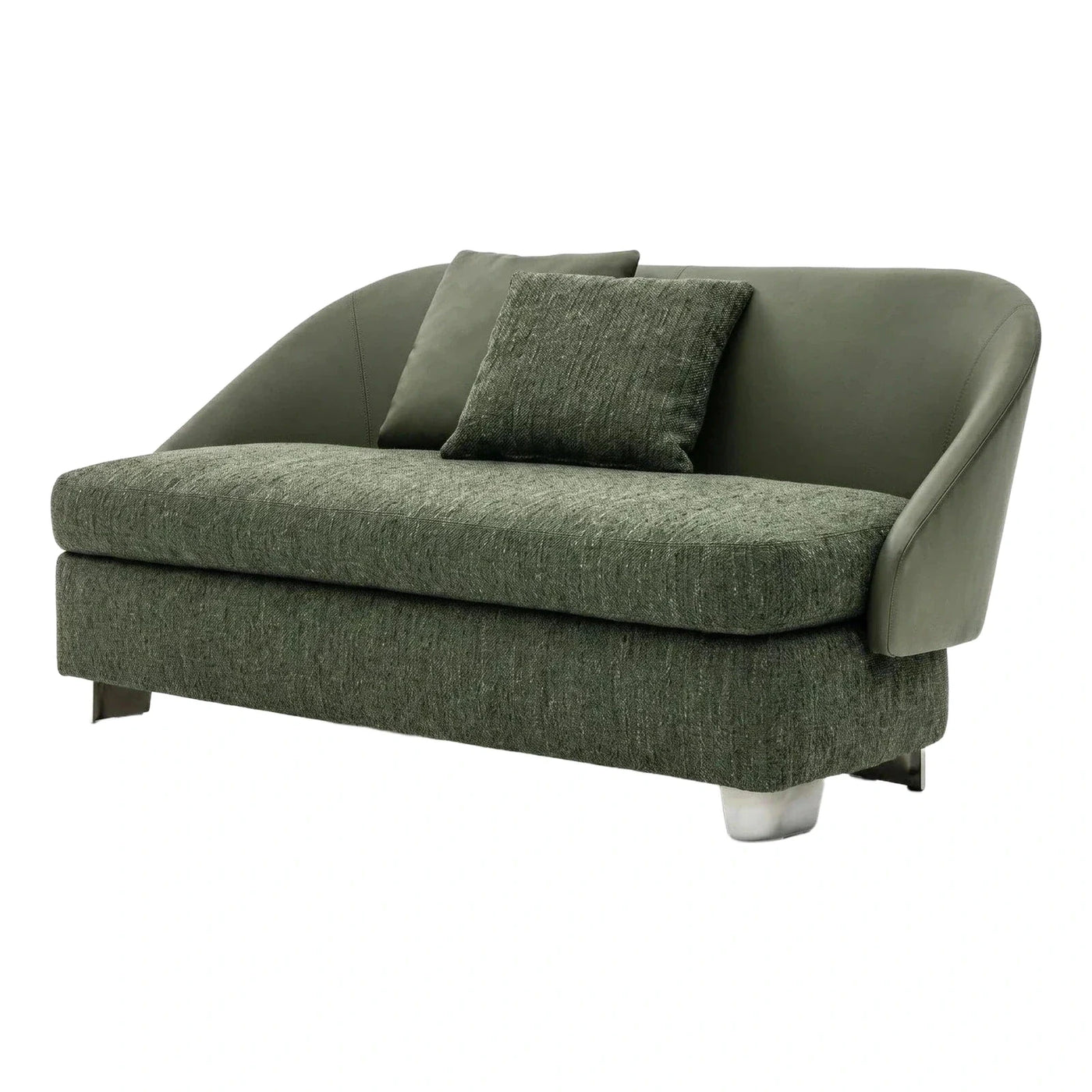 Olive Green Mixed Material Curved Sofa