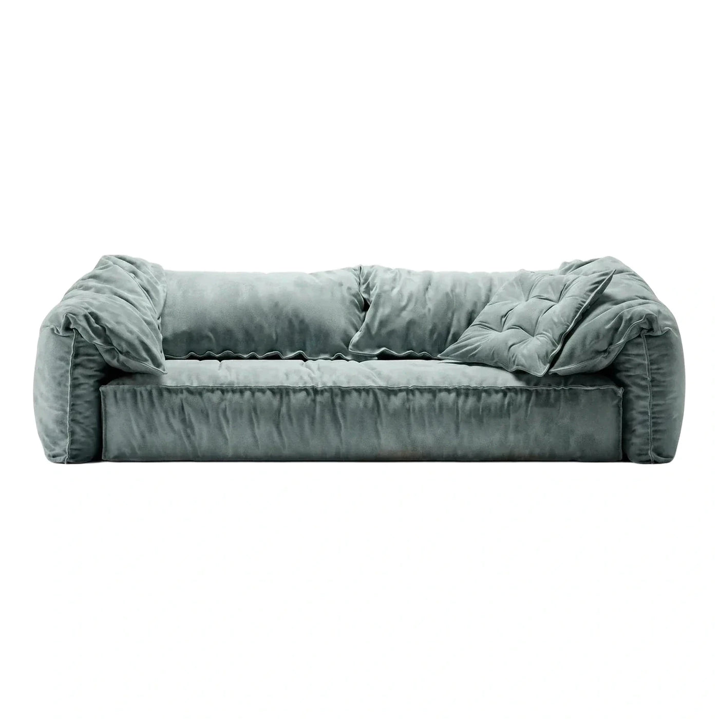 Modern Sage Green Velvet Sofa with Oversized Cushions