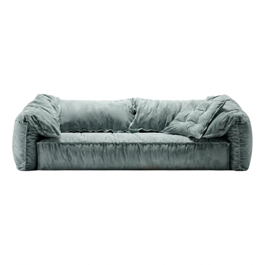 Modern Sage Green Velvet Sofa with Oversized Cushions