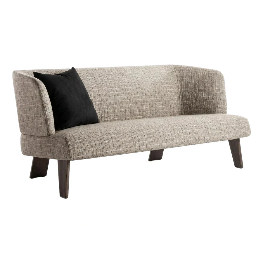 Modern Beige Textured Fabric Sofa with Dark Wood Legs