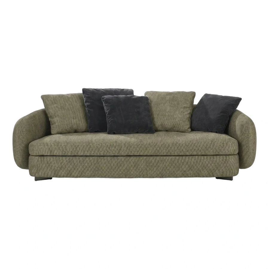 Modern Curved Olive Green Fabric Sofa