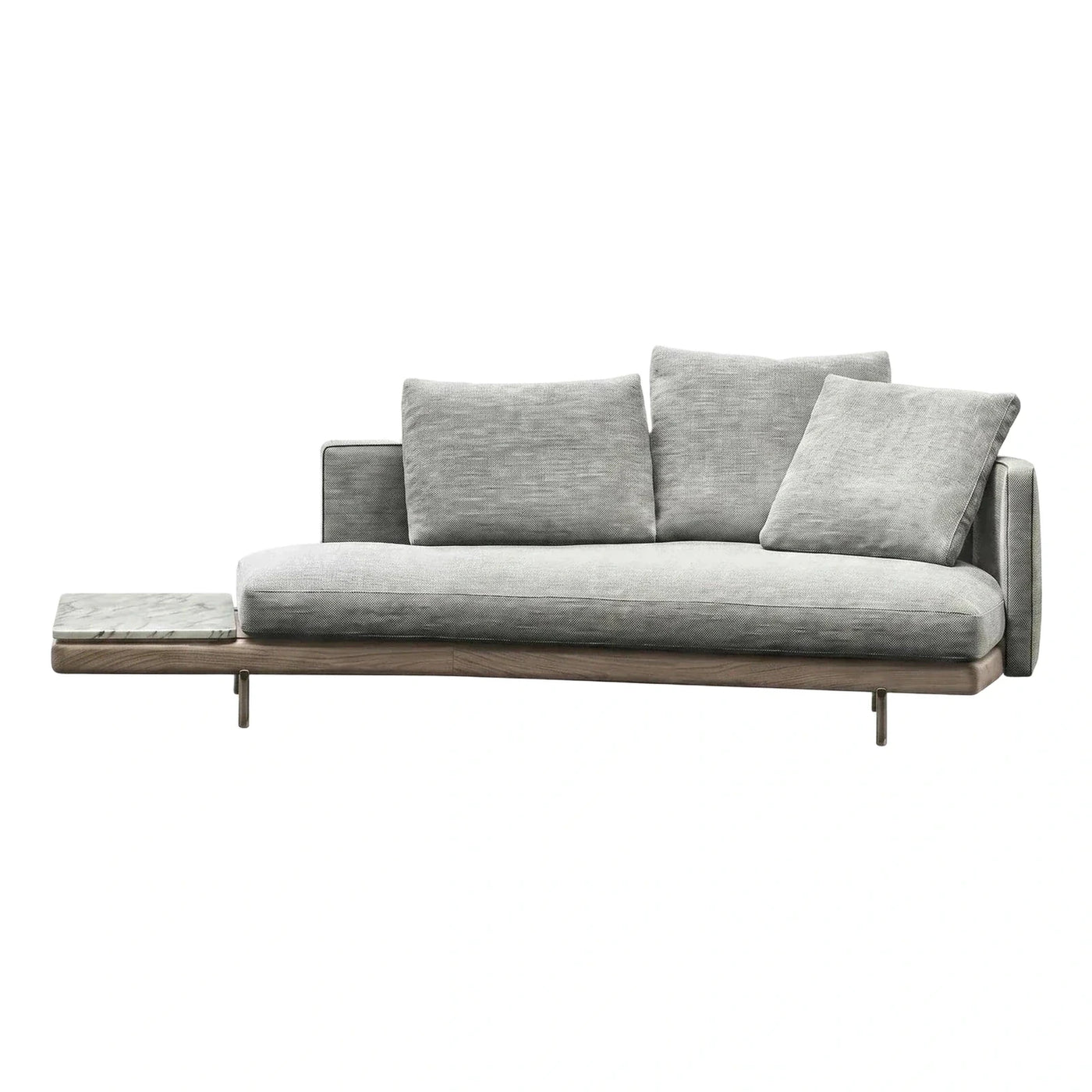 Modern Grey Fabric Sofa with Marble Side Table