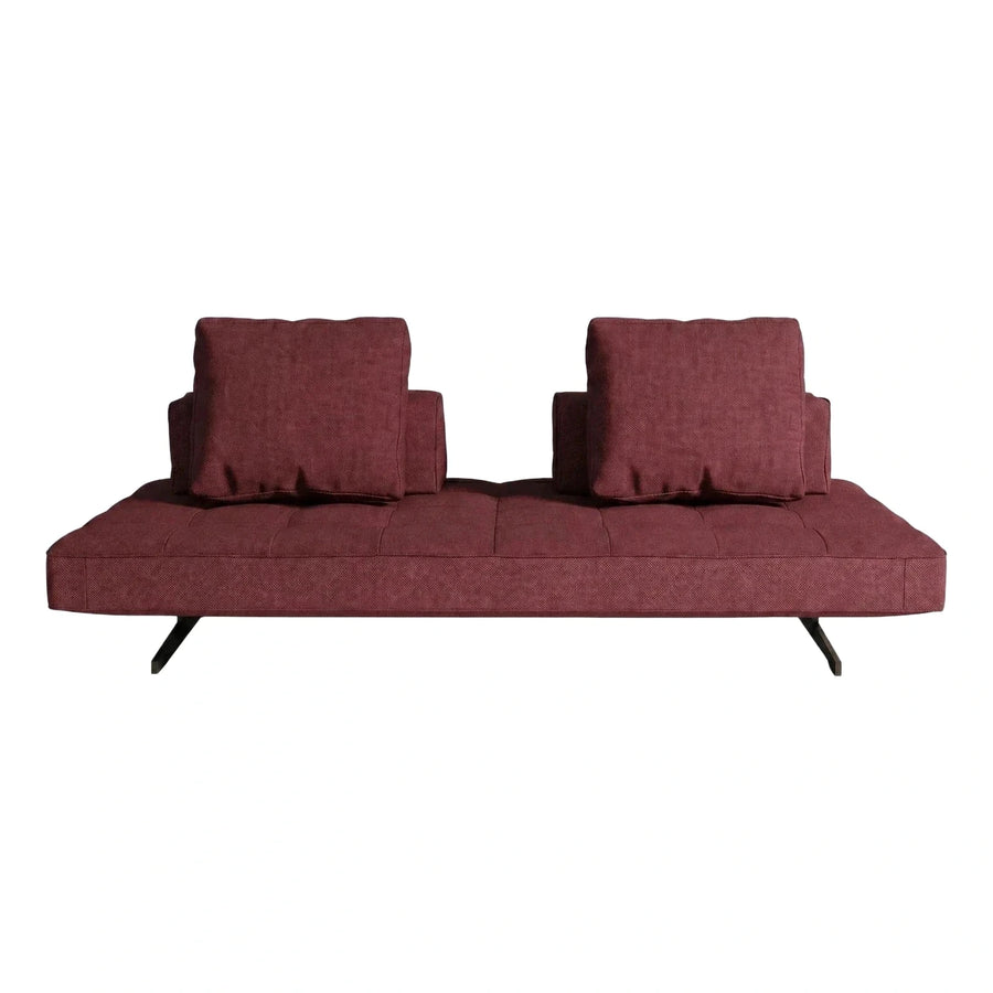Modern Low Profile Burgundy Fabric Sofa