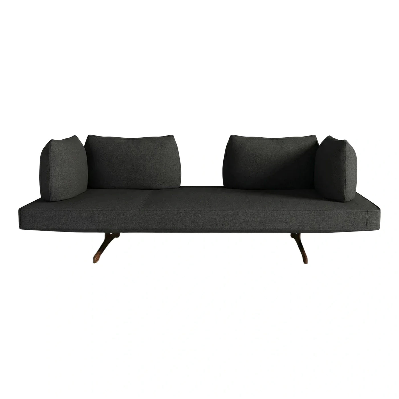 Modern Dark Grey Fabric Sofa With Wooden Legs