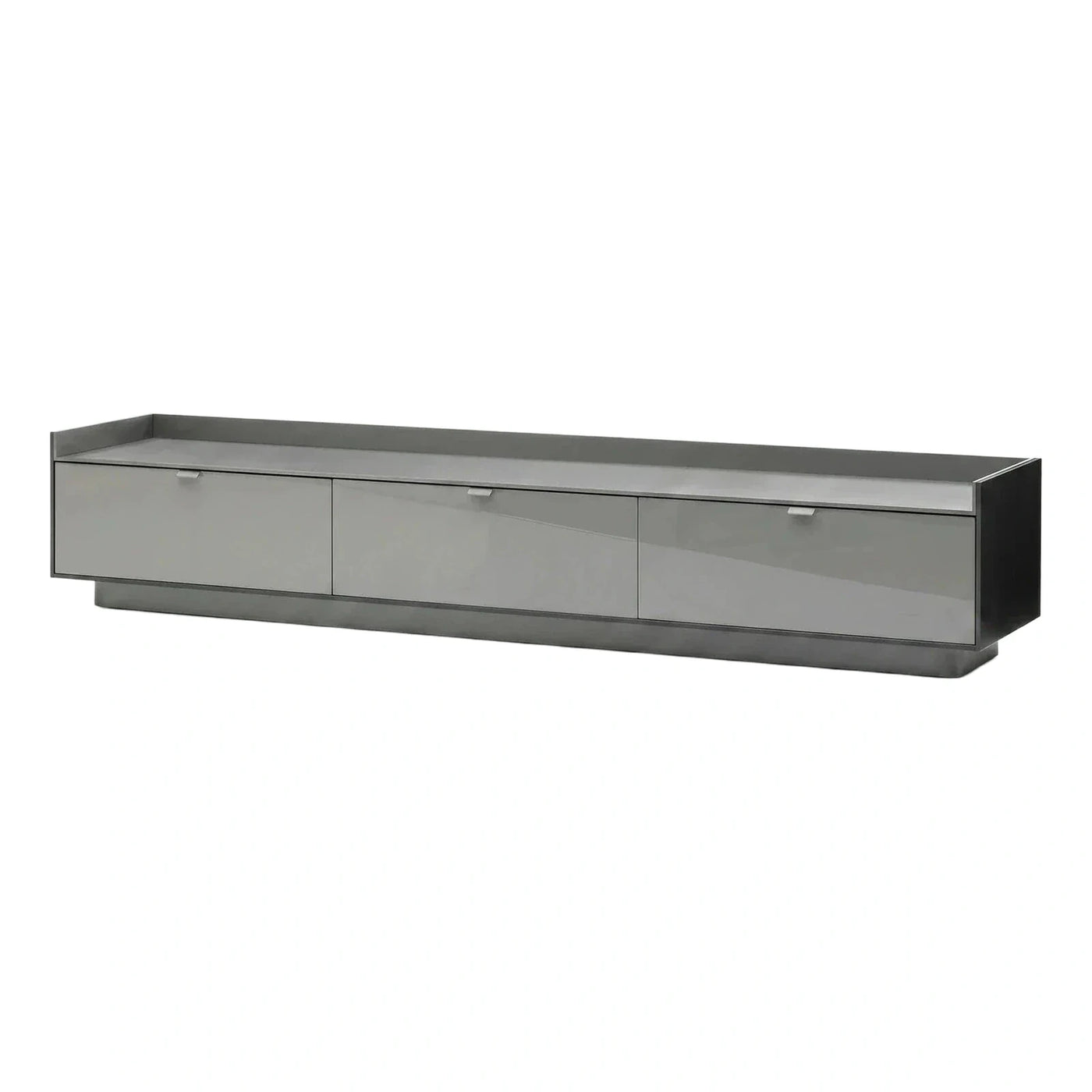 Modern Grey Glossy Three-Drawer Media Console