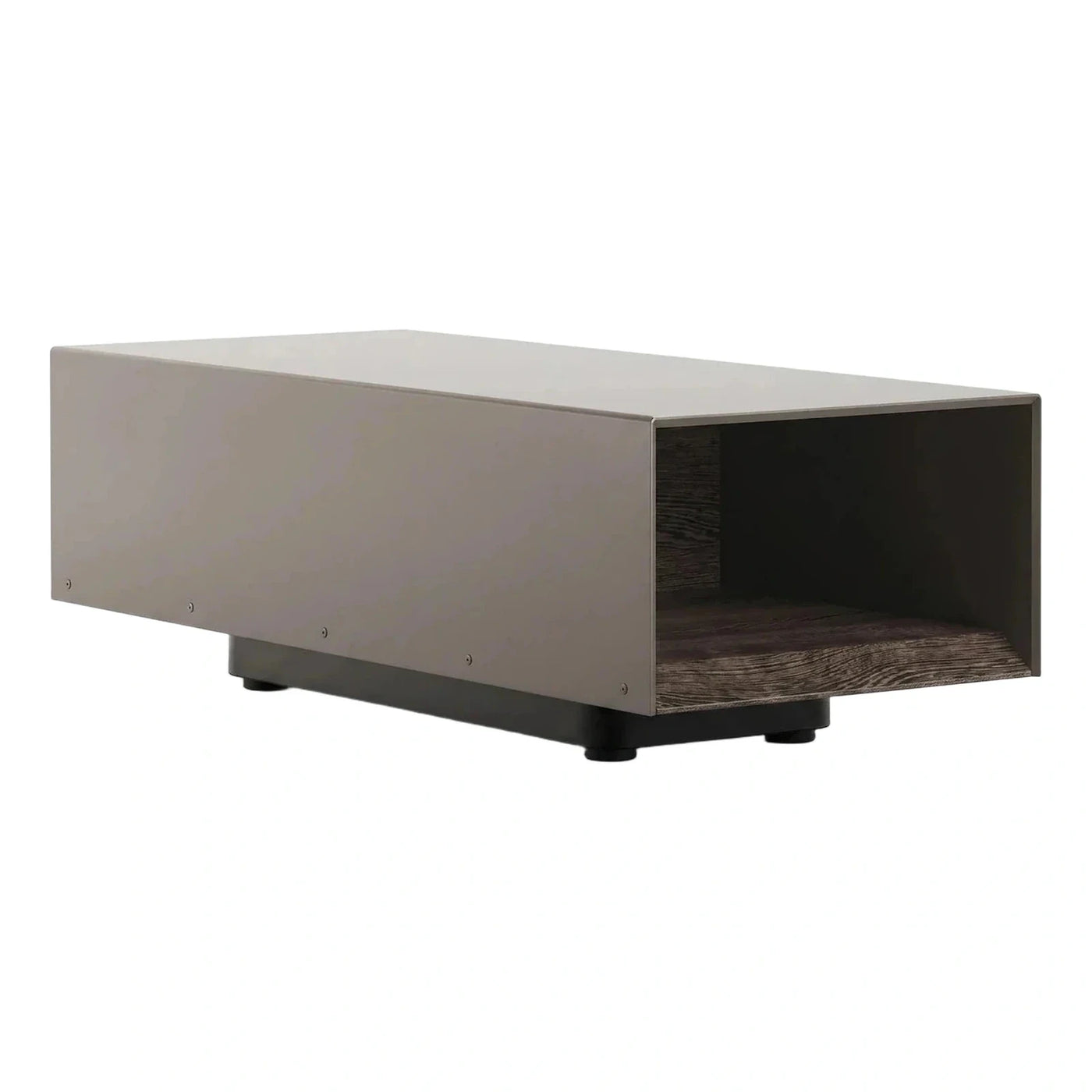 Modern Grey Media Console with Open Shelf