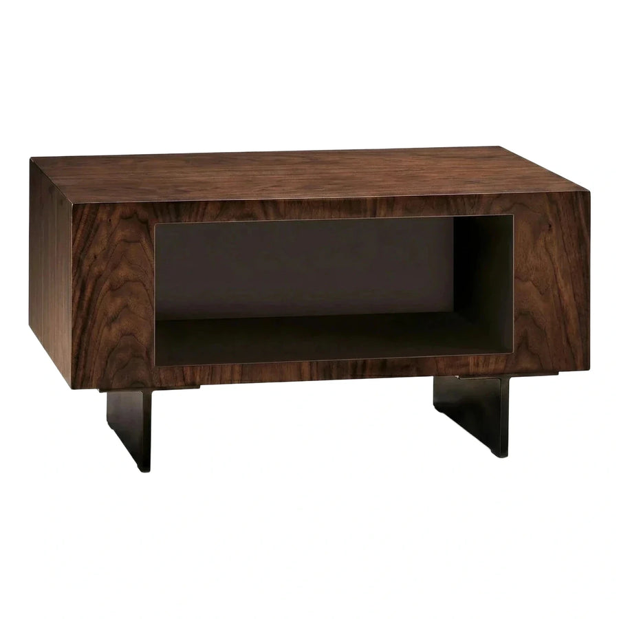 Dark Wood Modern Media Console with Open Shelf