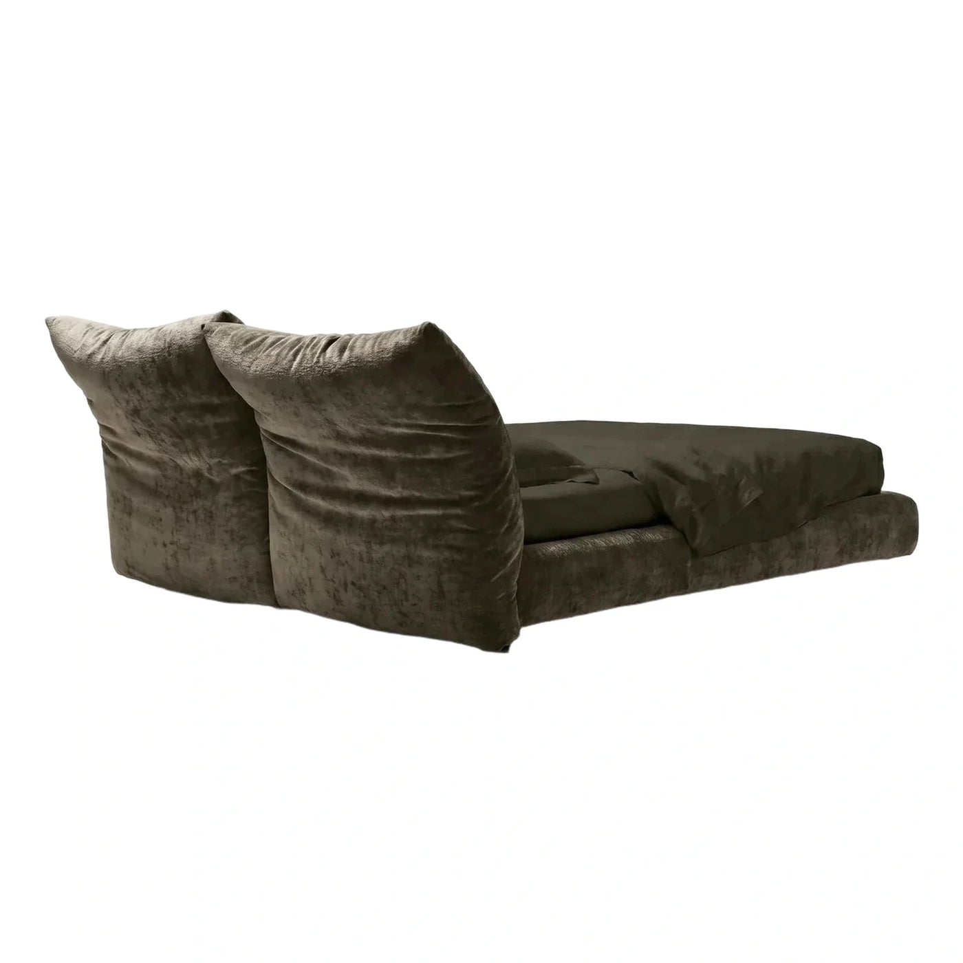 Modern Low Profile Upholstered Bed with Back Cushions