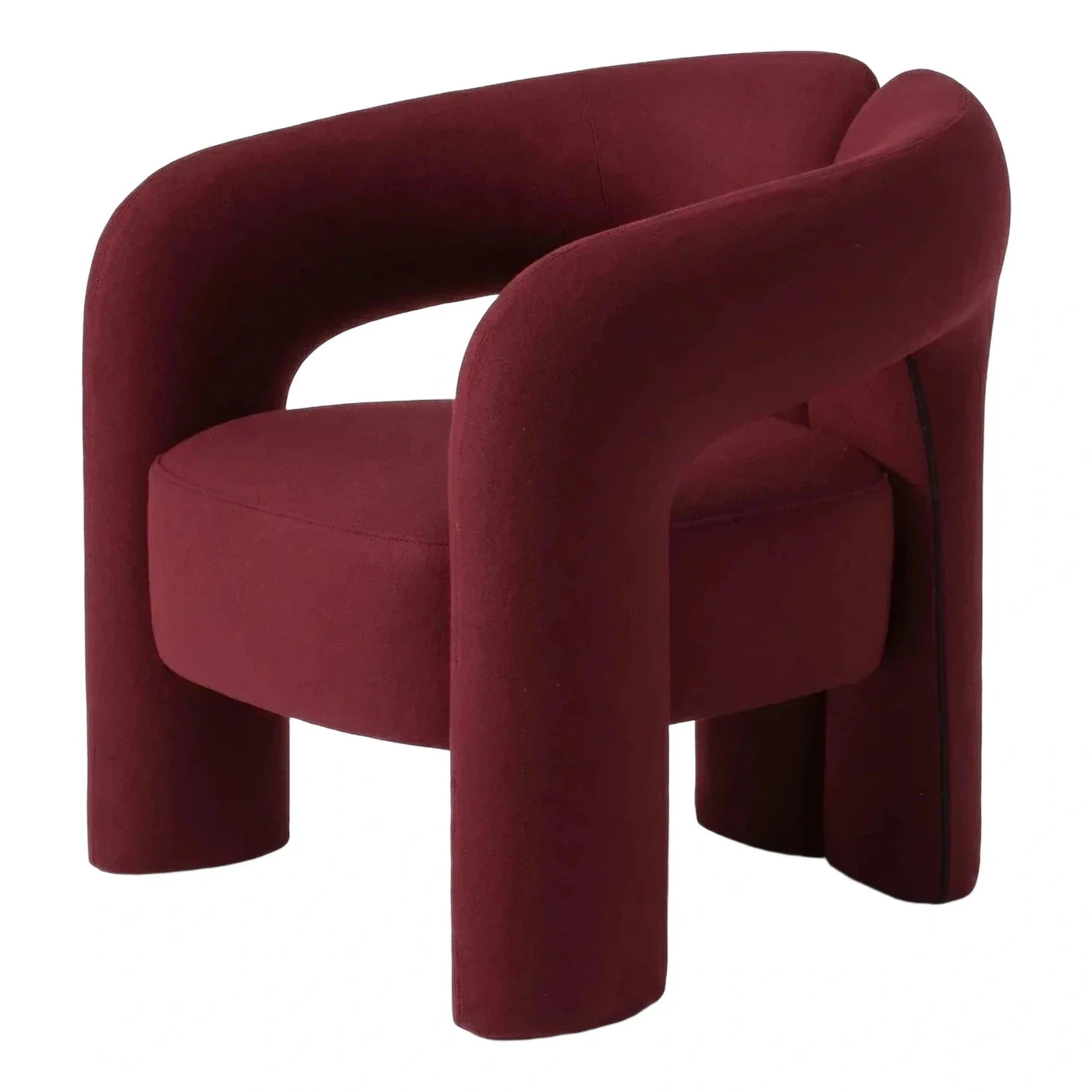 Burgundy Upholstered Tubular Lounge Chair