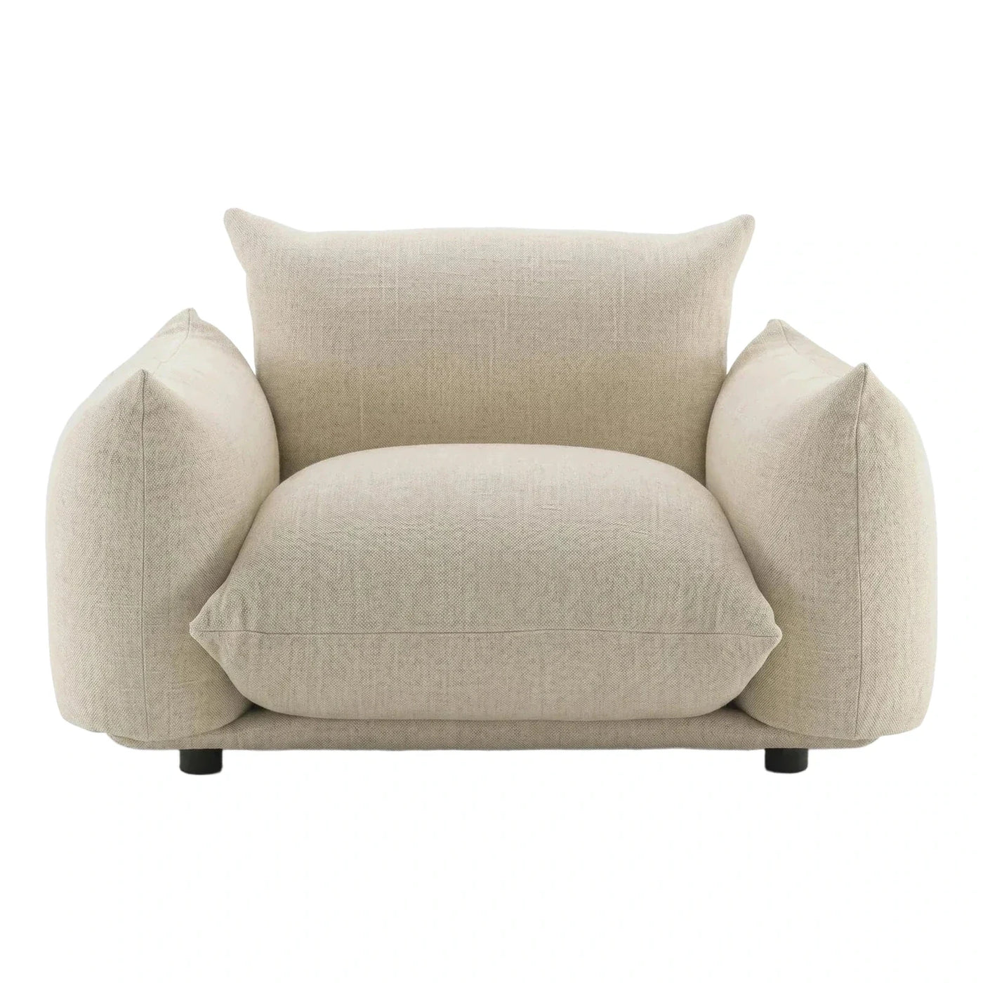 Cream Textured Fabric Lounge Chair with Low Profile
