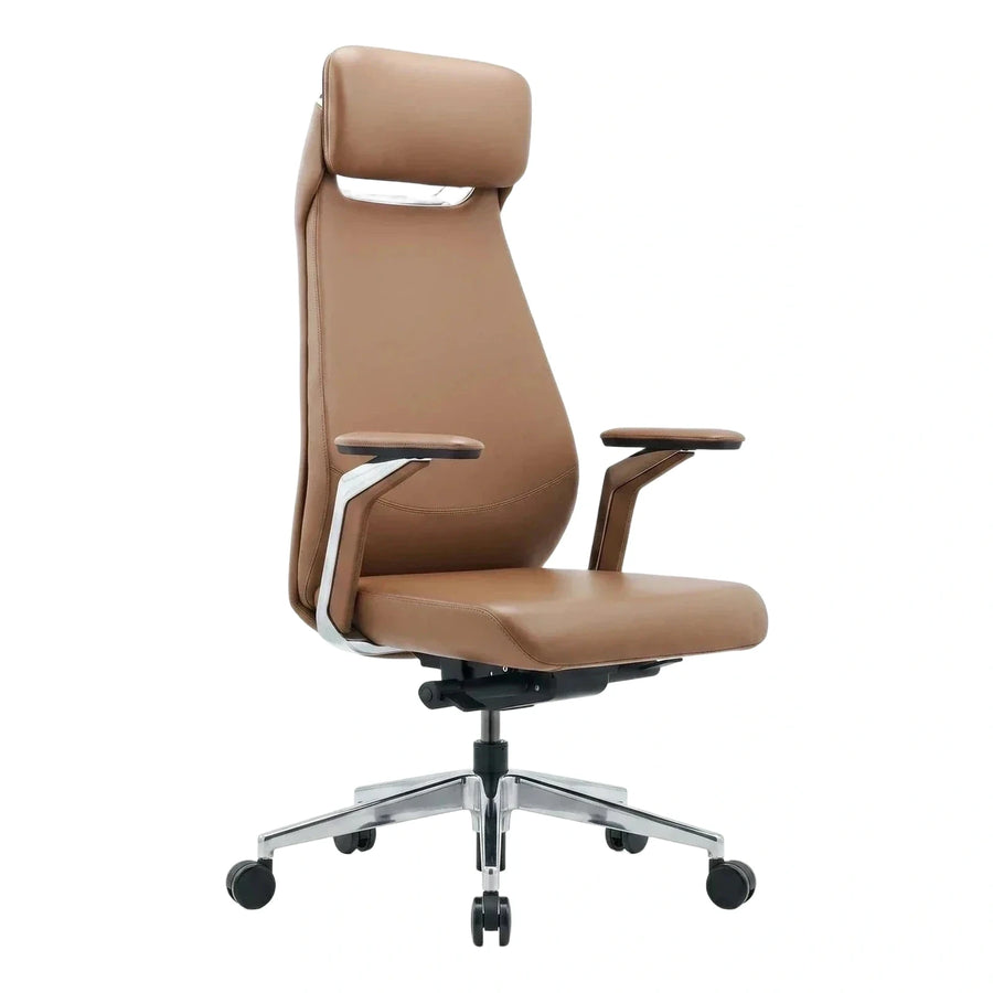 High Back Tan Leather Executive Office Chair