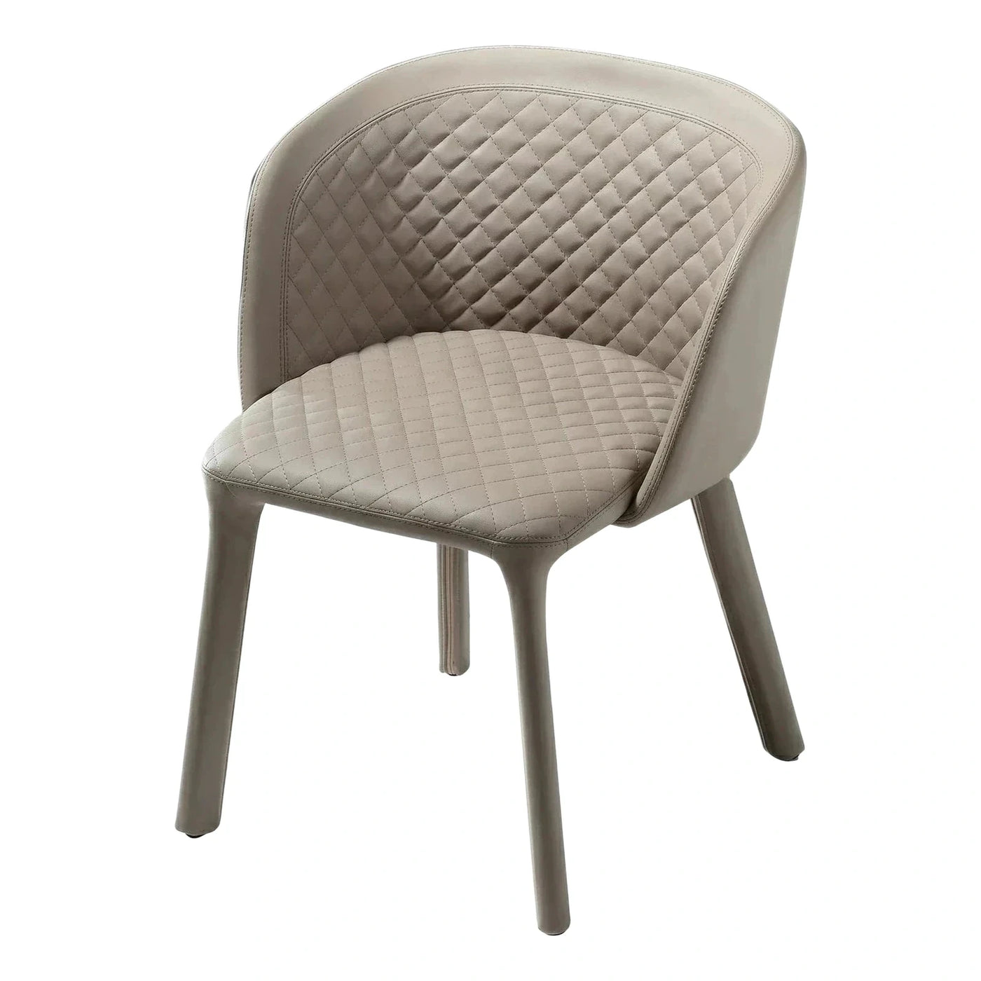 Modern Quilted Leather Dining Chair in Grey