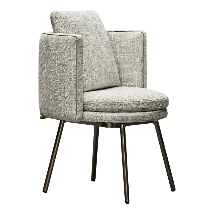 Modern Grey Textured Fabric Lounge Chair with Metal Legs