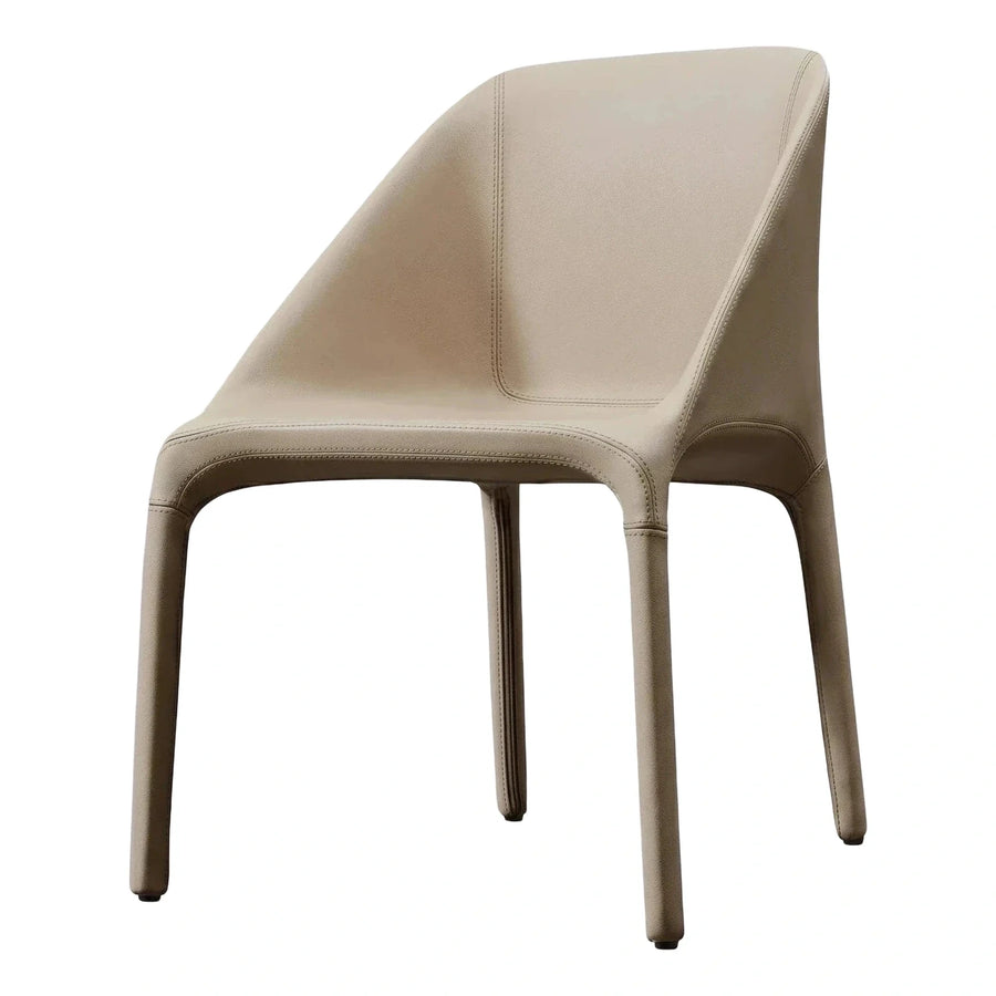 Modern Beige Leather Fully Upholstered Dining Chair