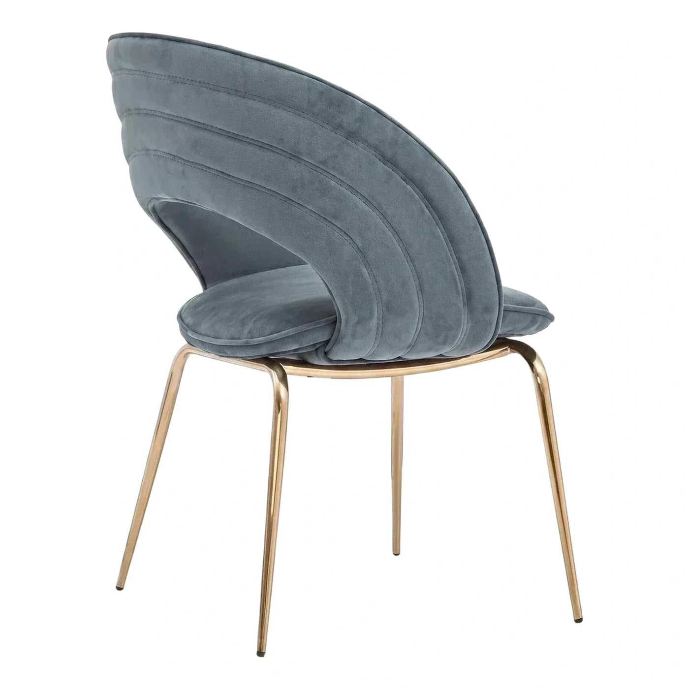 Grey Blue Velvet Dining Chair with Gold Legs