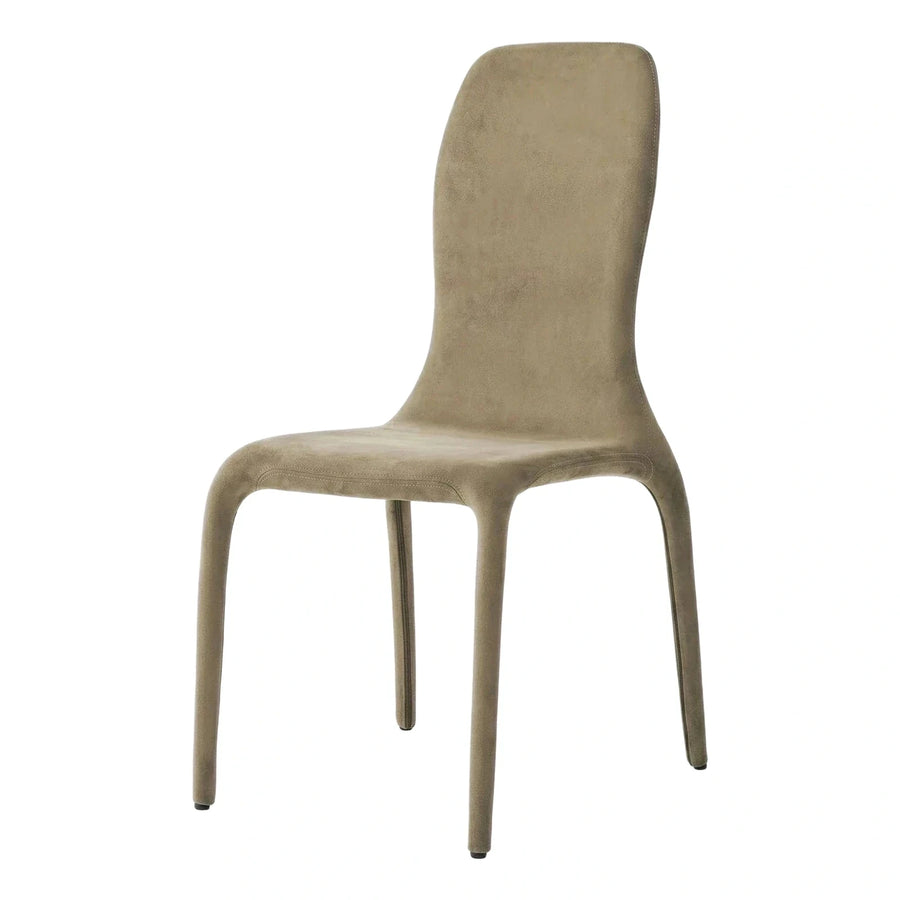 Modern Beige Upholstered Dining Chair High Back
