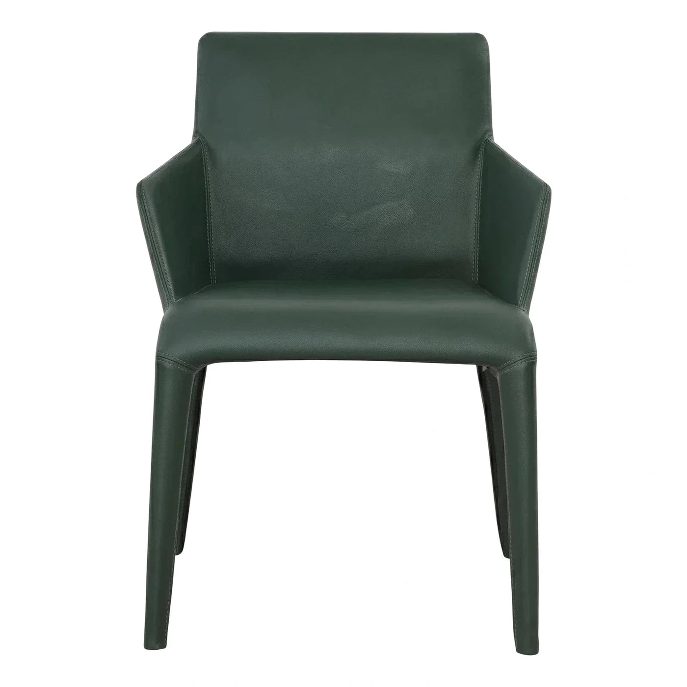Modern Green Leather Dining Chair with Arms