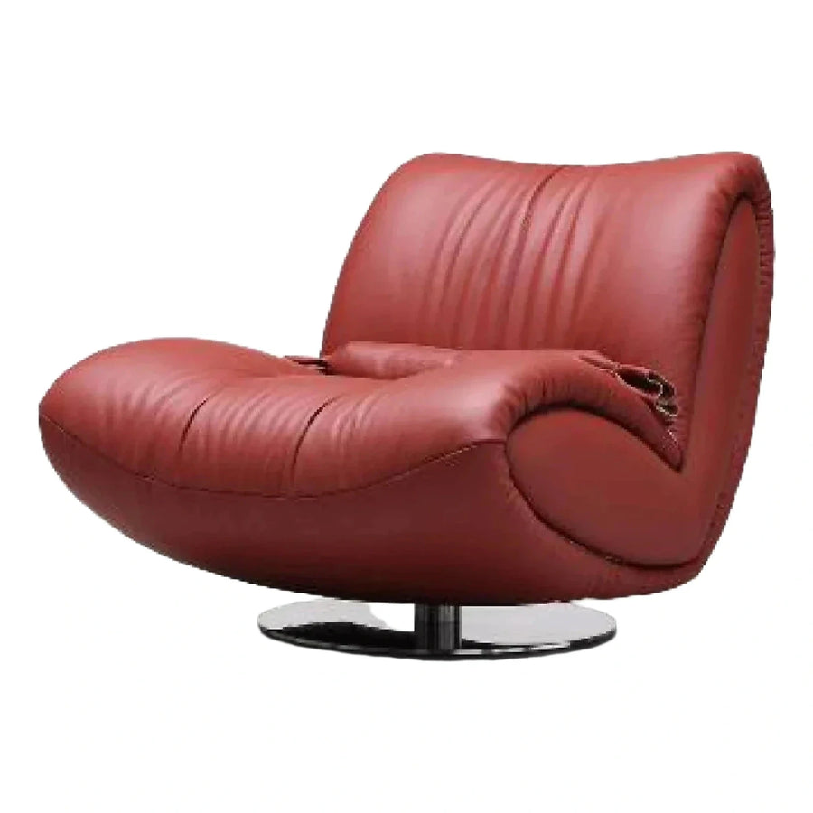 Modern Red Leather Swivel Lounge Chair