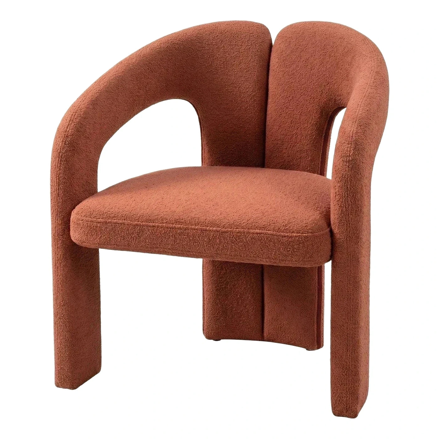 Modern Rust Bouclé Armchair with Curved Silhouette