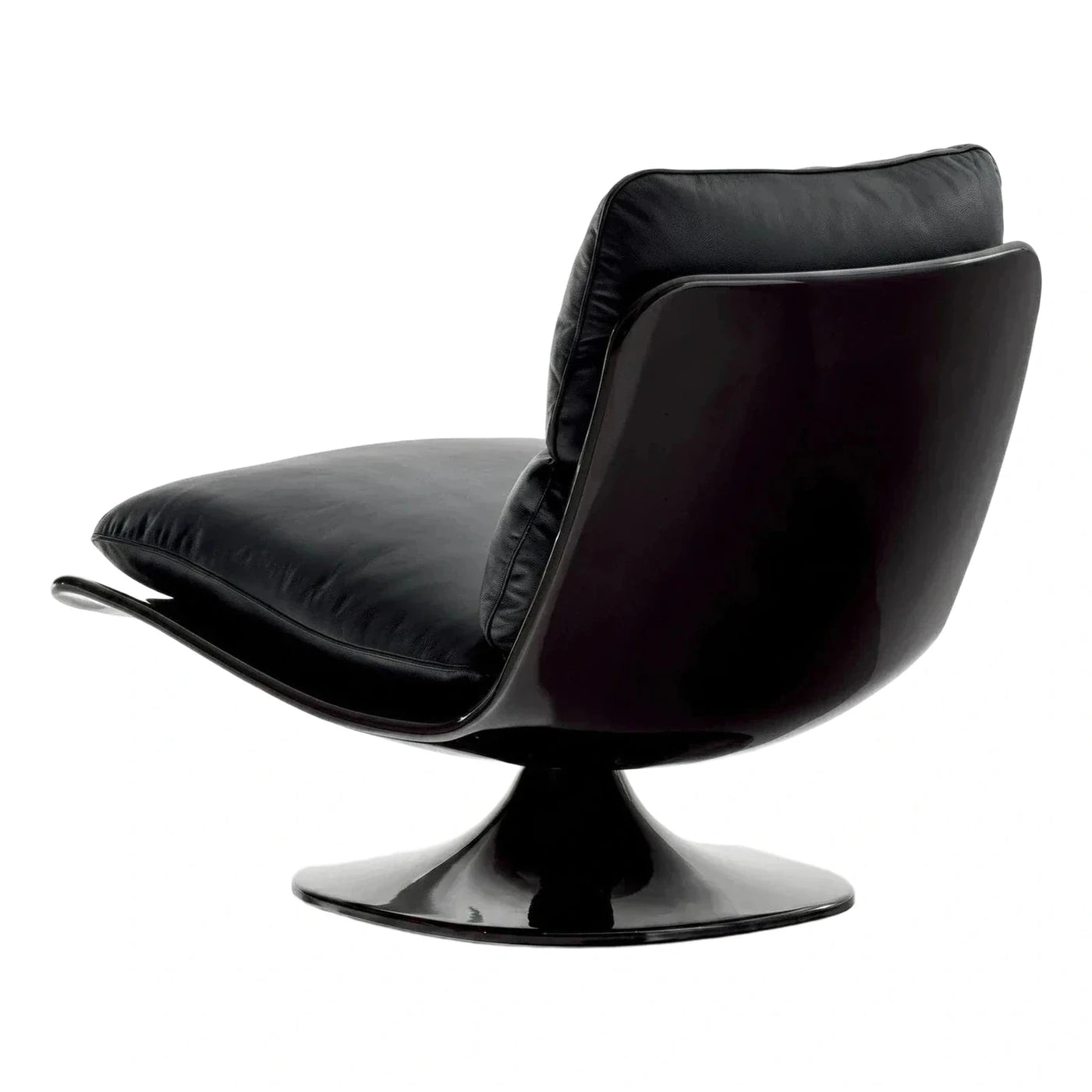 Modern Black Glossy Shell Swivel Lounge Chair
