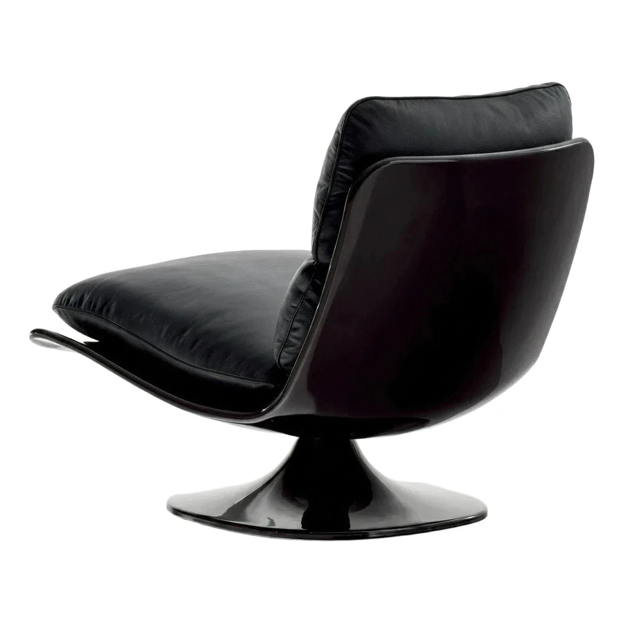 Modern Black Glossy Shell Swivel Lounge Chair