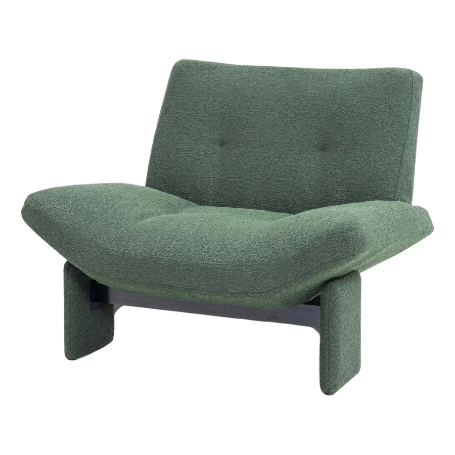 Green Textured Fabric Low Lounge Chair