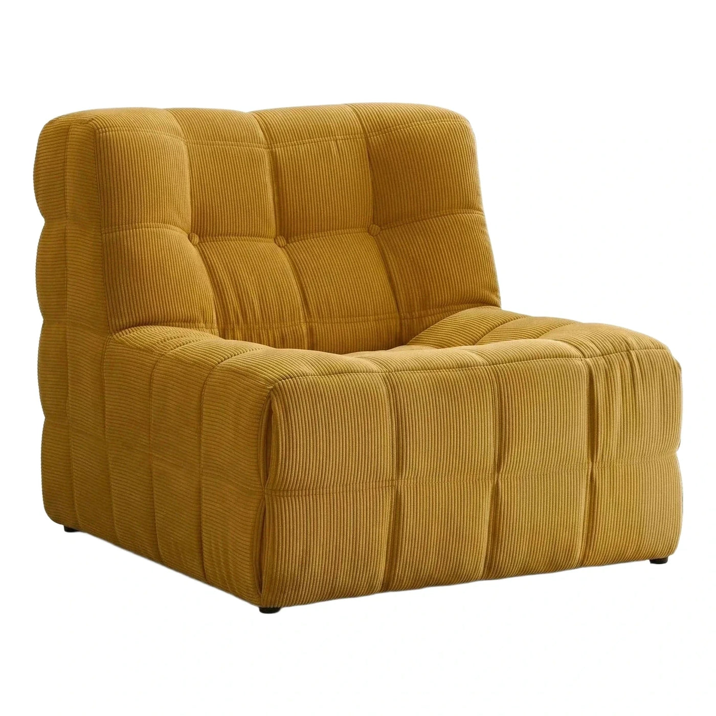 Mustard Yellow Corduroy Tufted Lounge Armchair
