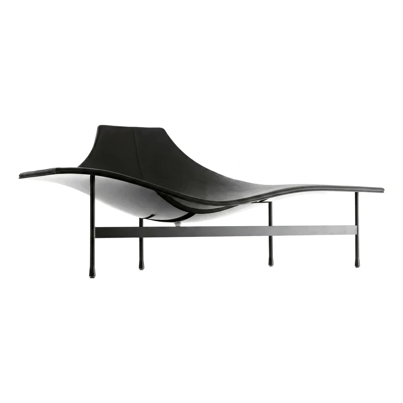 Modern Black Leather Chaise Lounge Chair