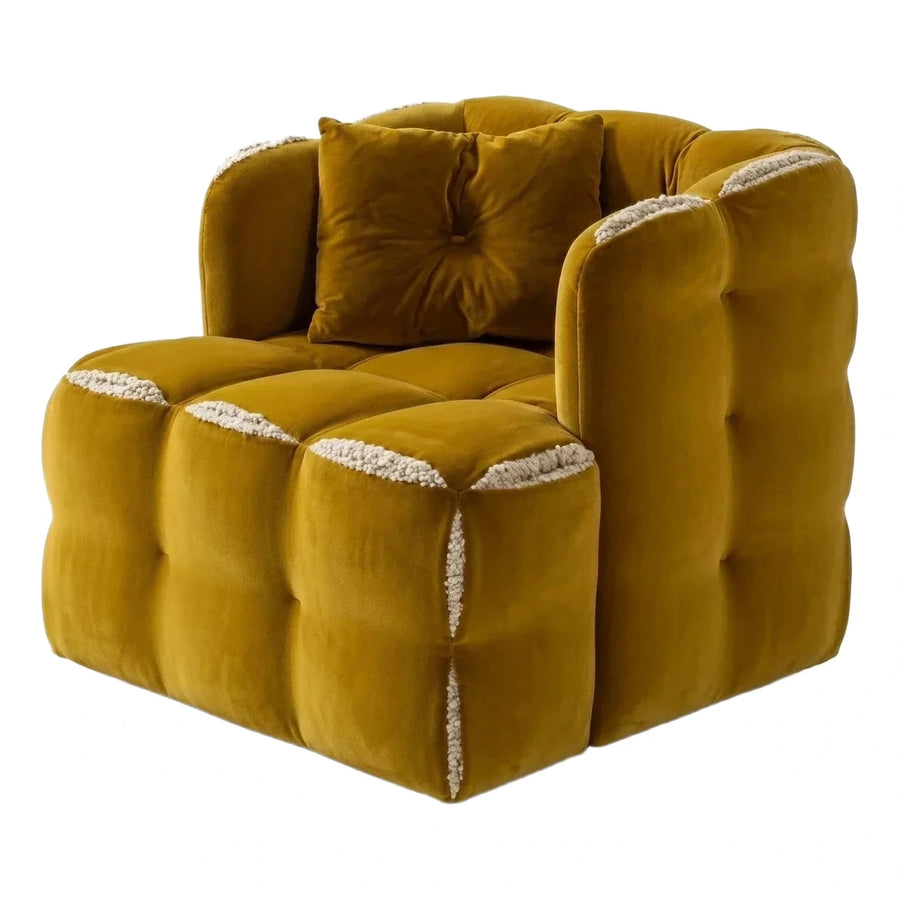 Mustard Yellow Velvet Tufted Lounge Chair