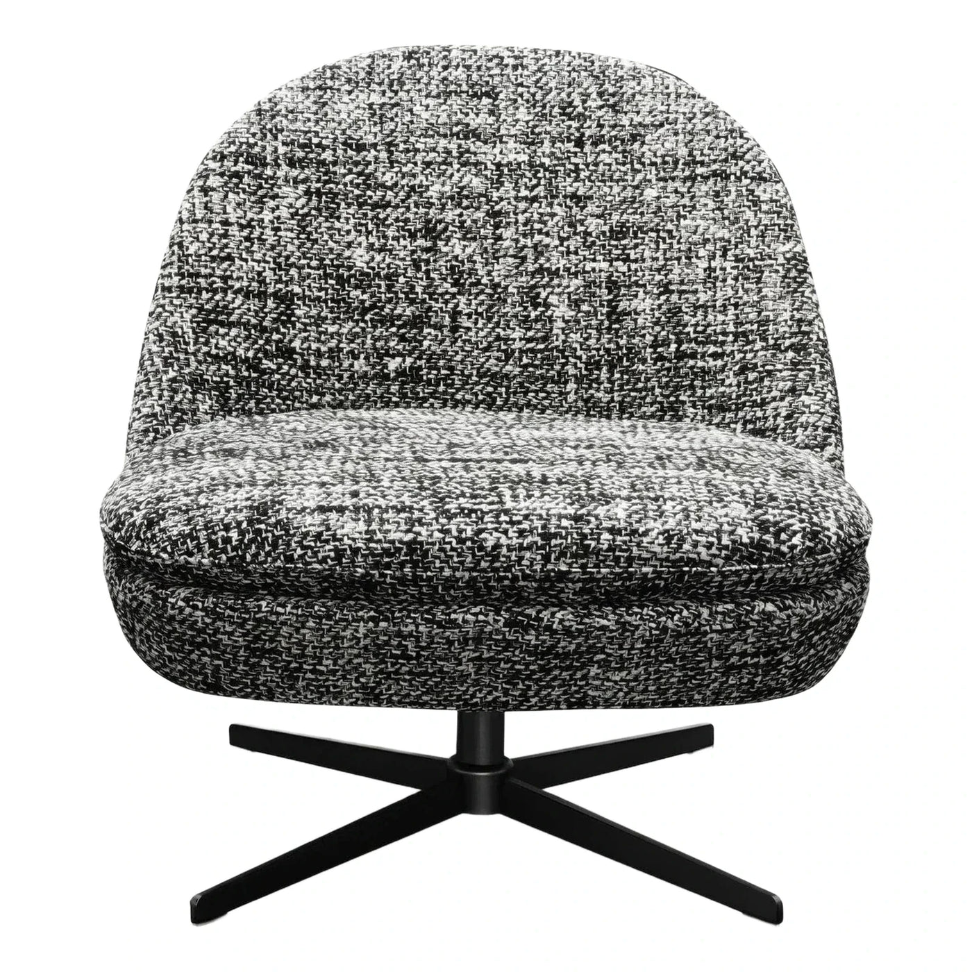 Modern Black and White Textured Swivel Lounge Chair