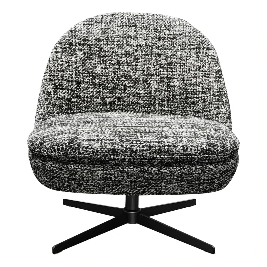 Modern Black and White Textured Swivel Lounge Chair