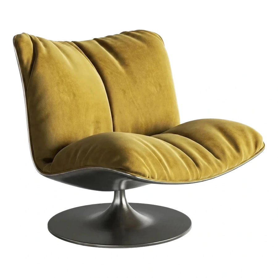 Mustard Yellow Velvet Swivel Lounge Chair
