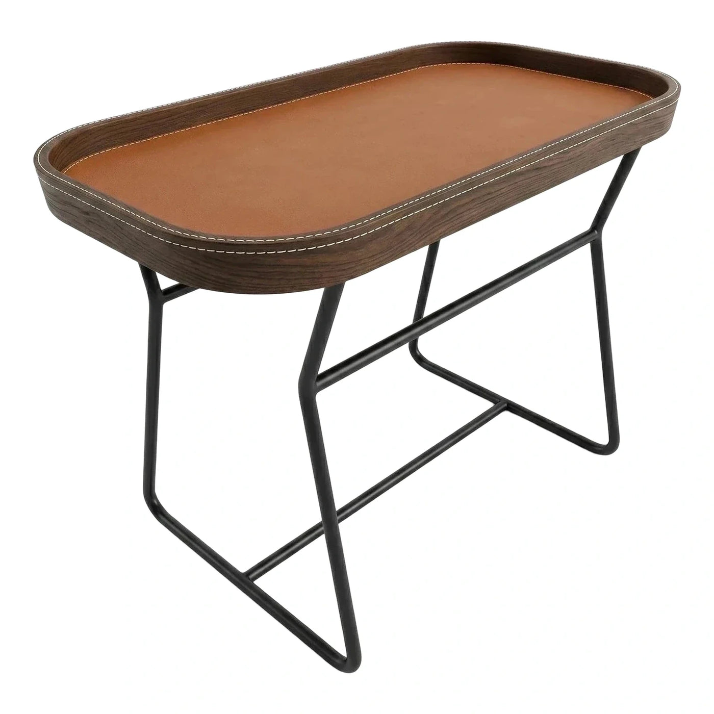 Modern Rectangular Leather Tray Coffee Table