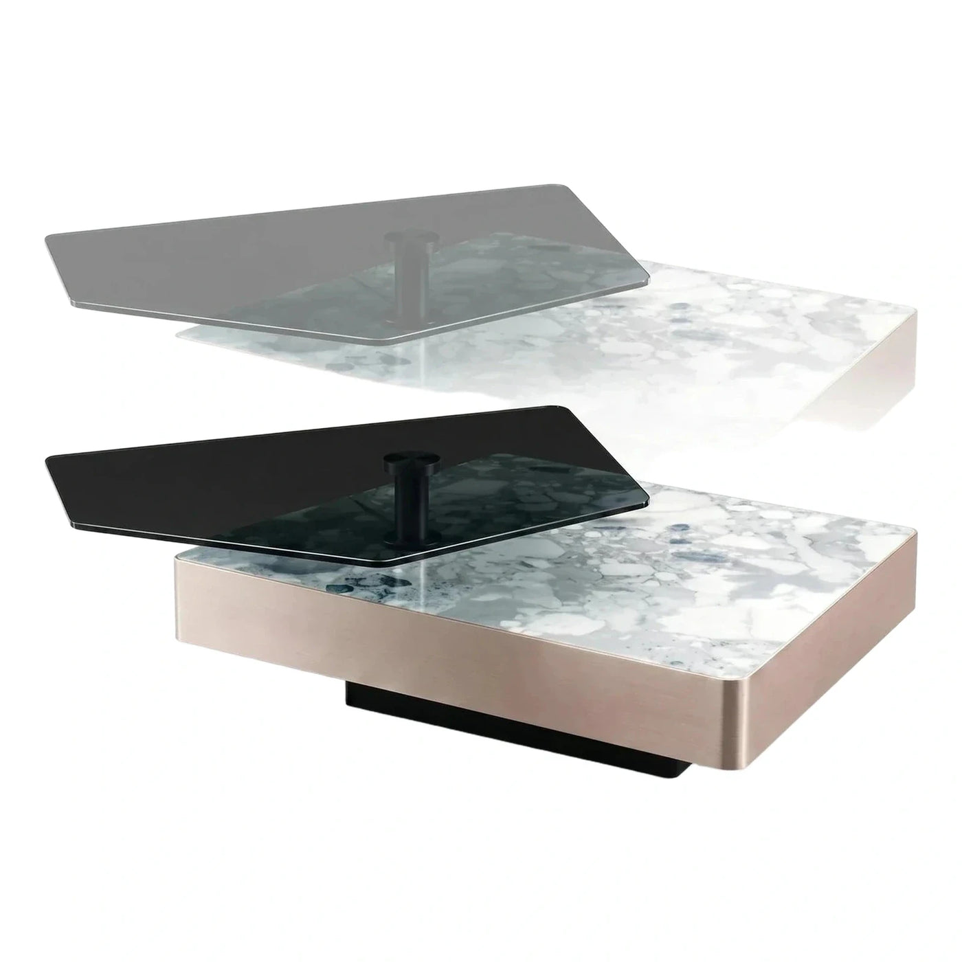 Modern Rose Gold Marble Lift Top Coffee Table