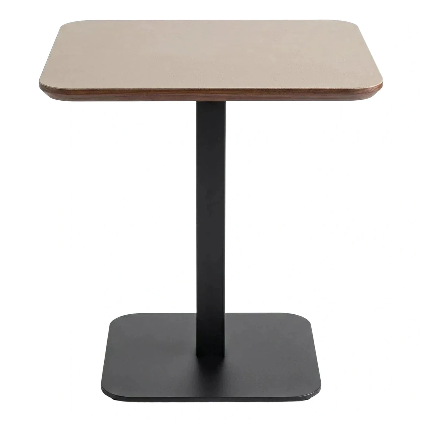 Modern Rectangular Side Table with Beige Top and Black Base