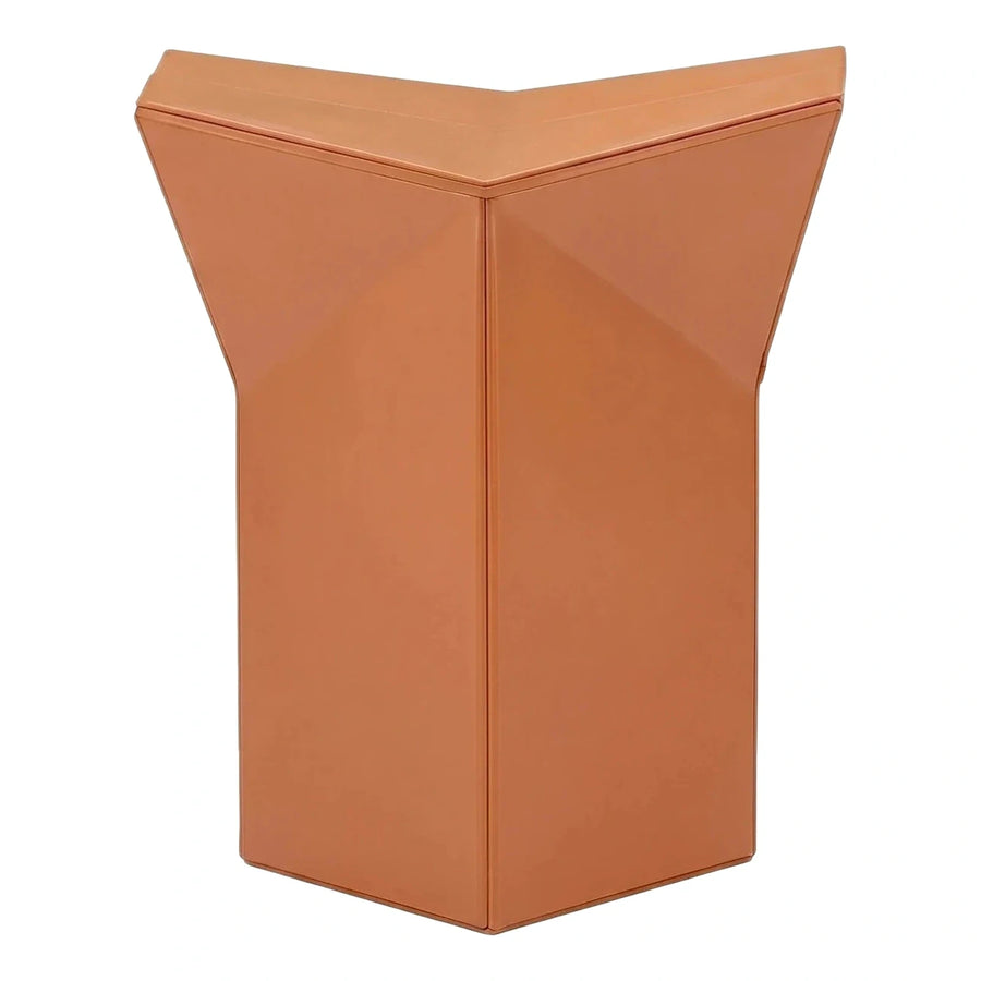 Modern Leather Wrapped Geometric Side Table
