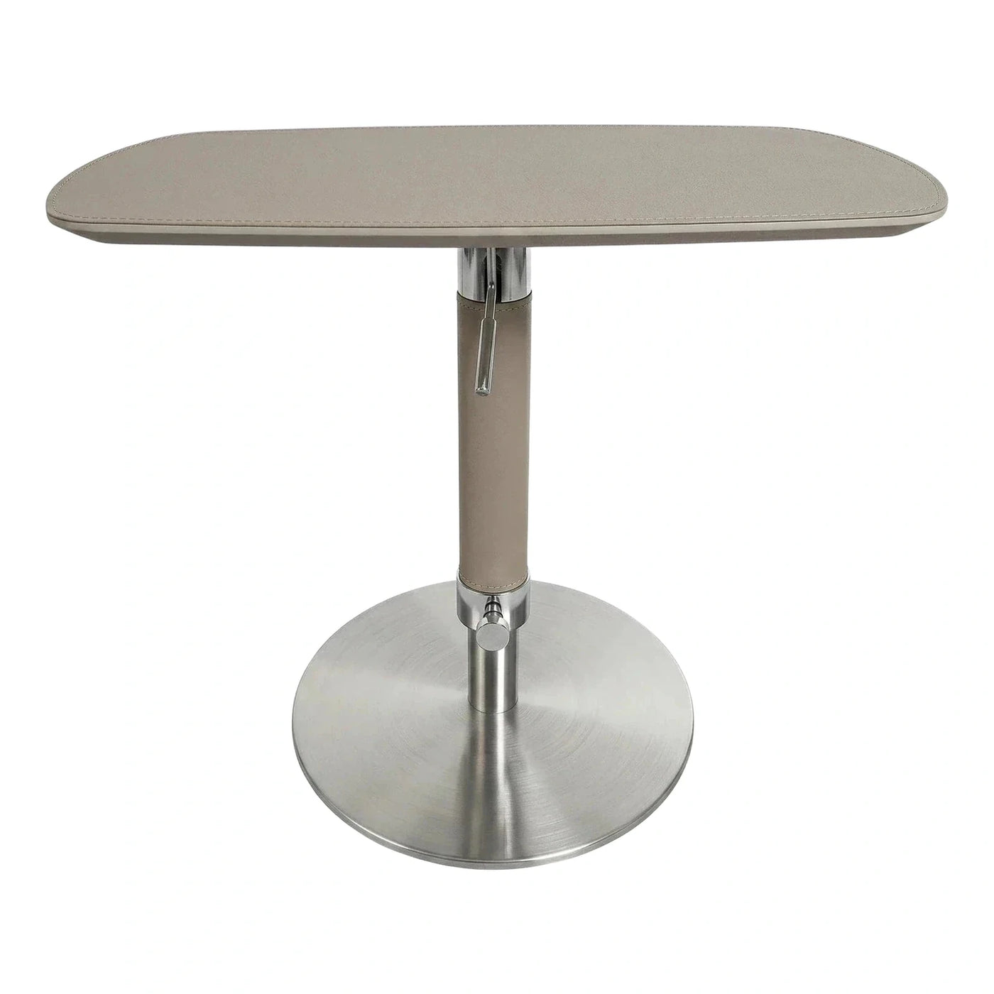Adjustable Height Oval Leather Side Table