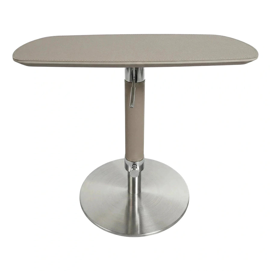 Adjustable Height Oval Leather Side Table