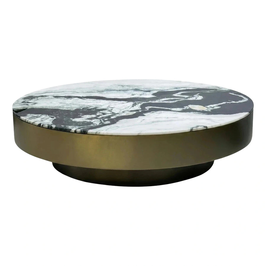 Round Marble Top Coffee Table with Gold Base