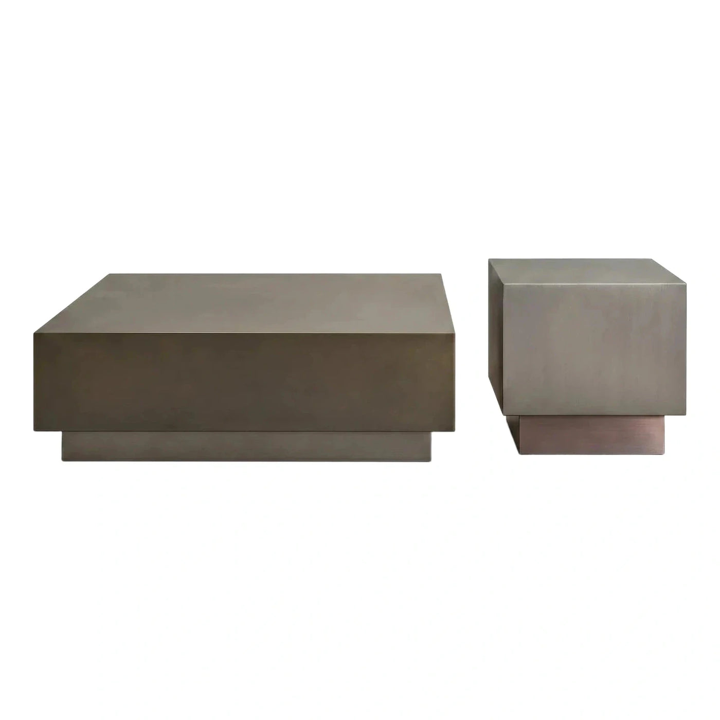 Geometric Brushed Metal Coffee Table and Side Table Set